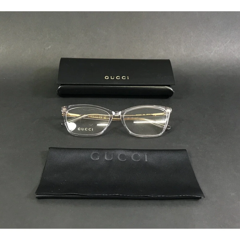 Gucci Eyeglasses Frames GG1930O 006 Clear Gold Cat Eye Full Rim 55-16-140